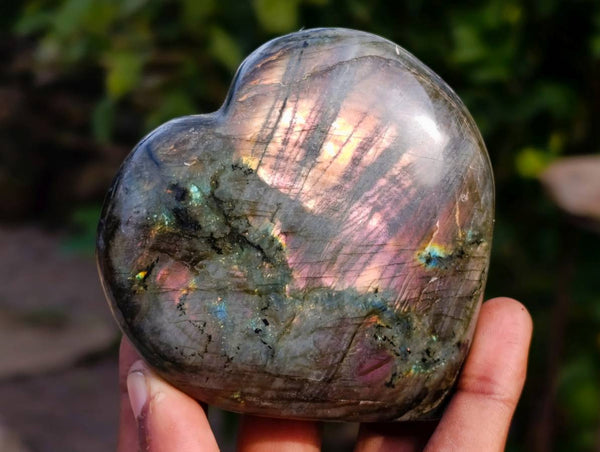 Polished Labradorite Hearts x 6 From Tulear, Madagascar - Toprock Gemstones and Minerals 