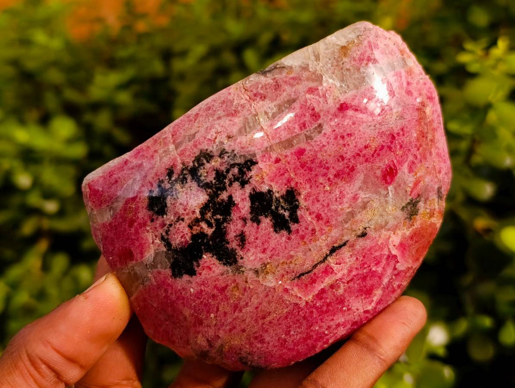 Polished On One Side Rhodonite x 6 from Madagascar - Toprock Gemstones and Minerals 