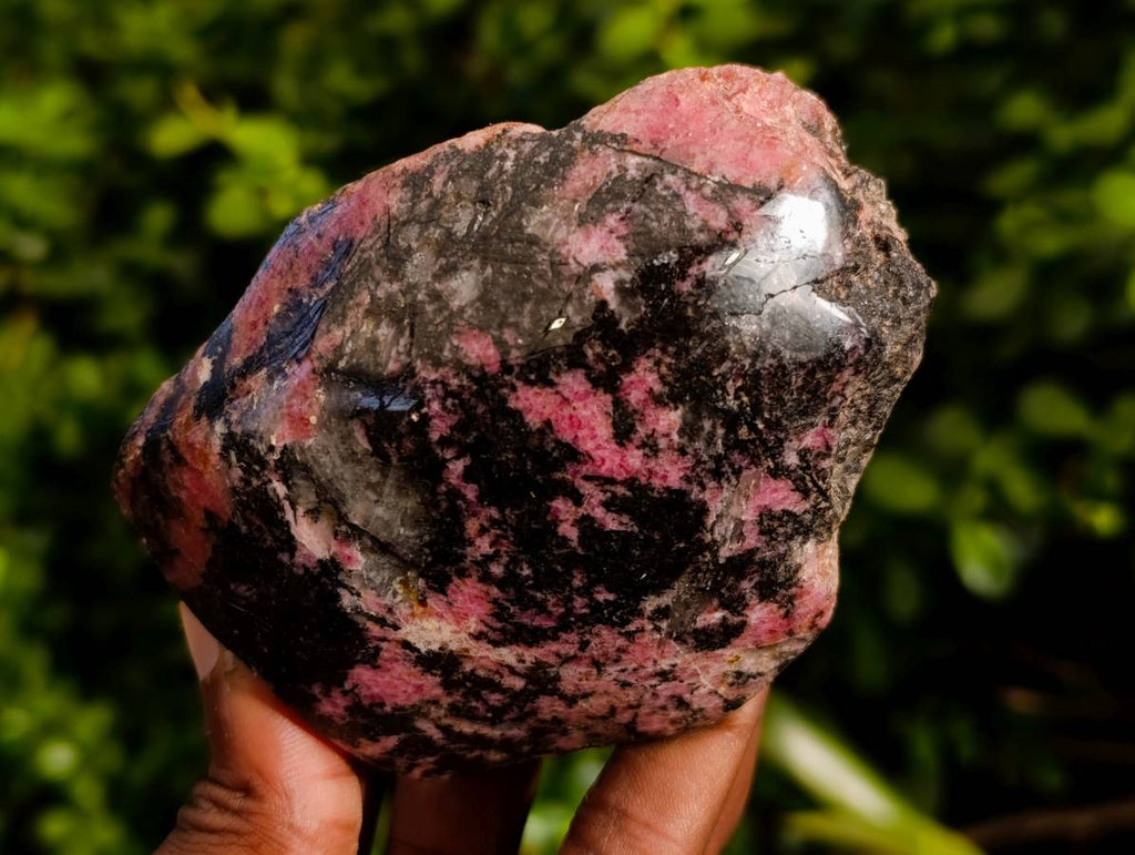 Polished On One Side Rhodonite x 6 from Madagascar - Toprock Gemstones and Minerals 