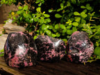 Polished On One Side Rhodonite x 6 from Madagascar - Toprock Gemstones and Minerals 