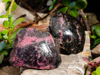Polished On One Side Rhodonite x 6 from Madagascar - Toprock Gemstones and Minerals 