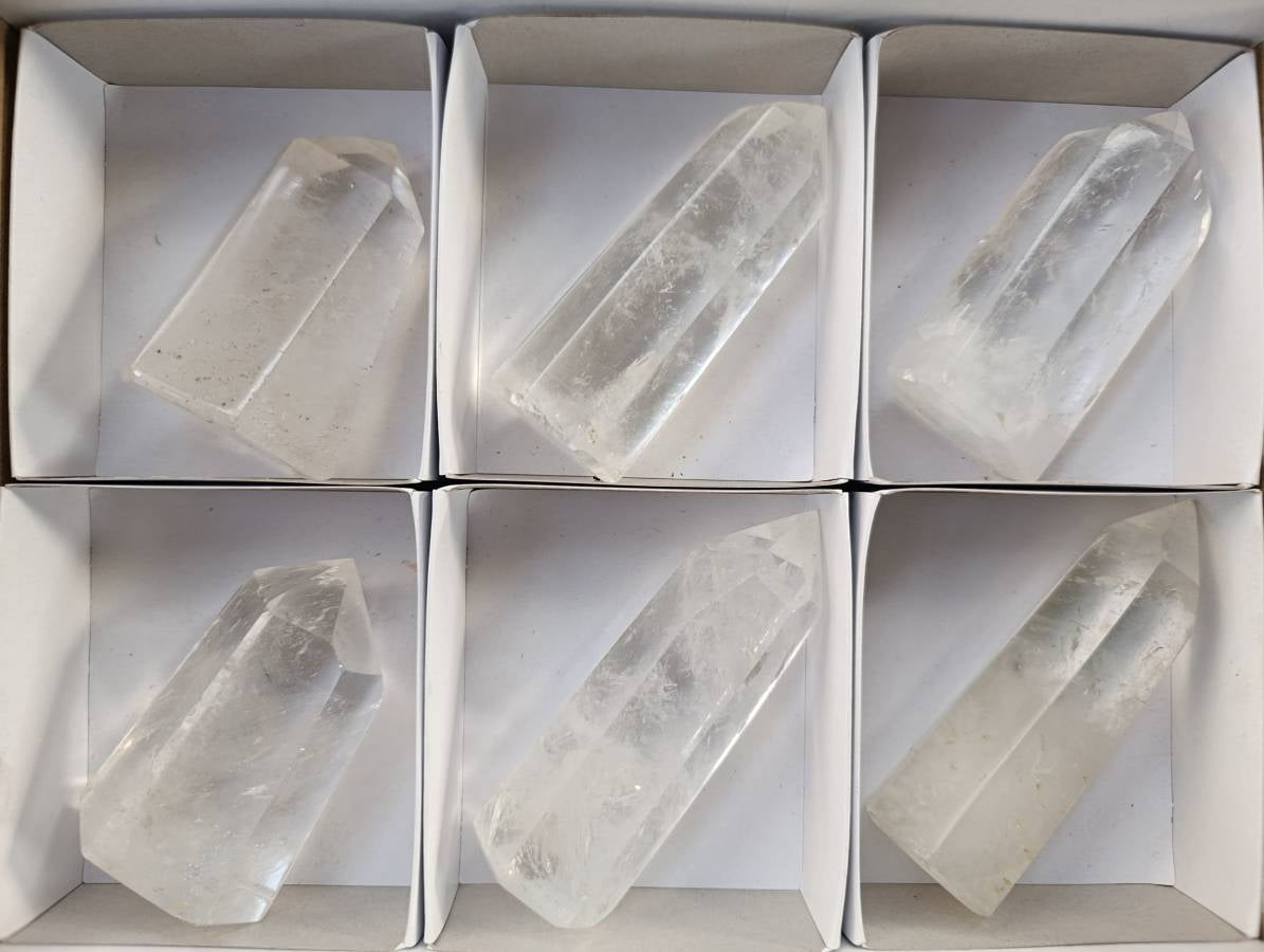 Polished Clear Quartz Crystals x 6 From Madagascar - Toprock Gemstones and Minerals 