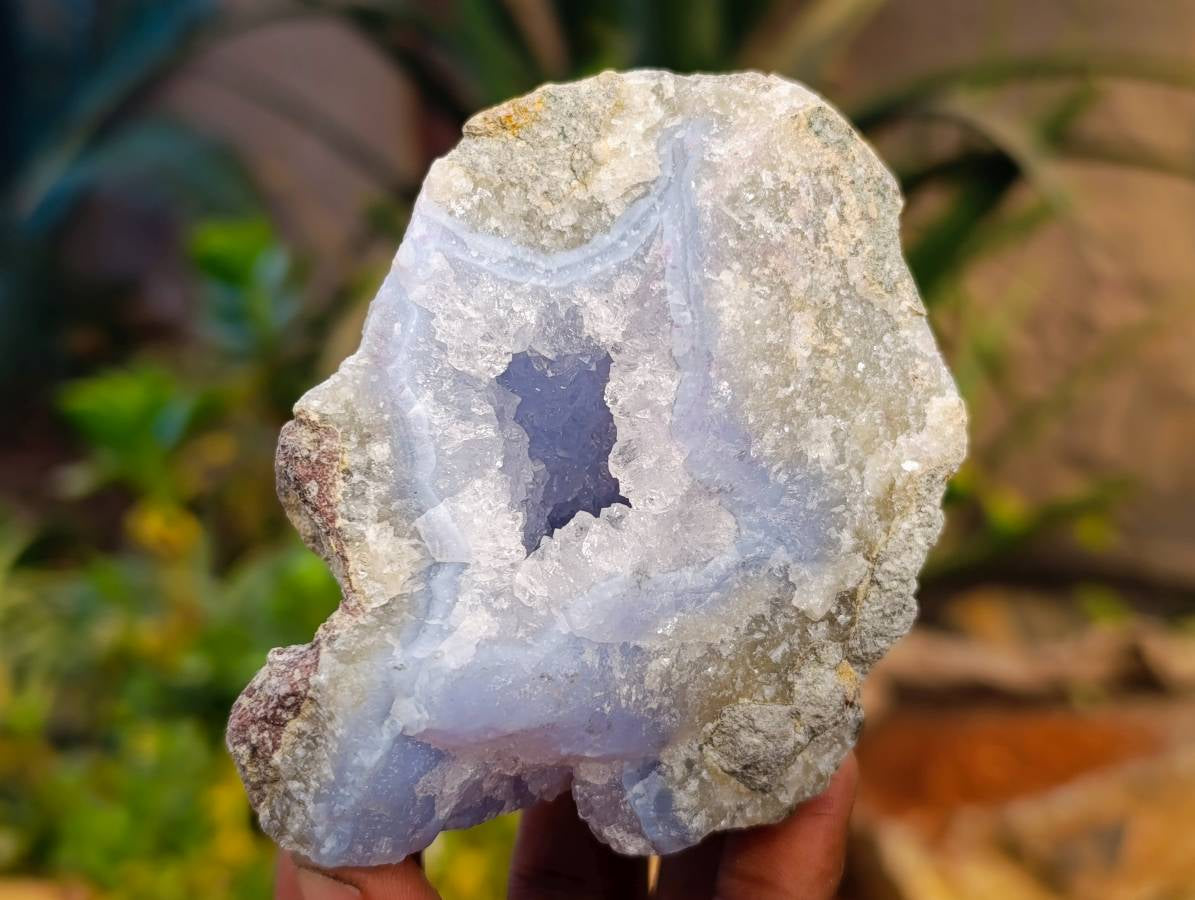 Natural Blue Lace Agate Geode Specimens x 5 From Nsanje, Malawi - Toprock Gemstones and Minerals 