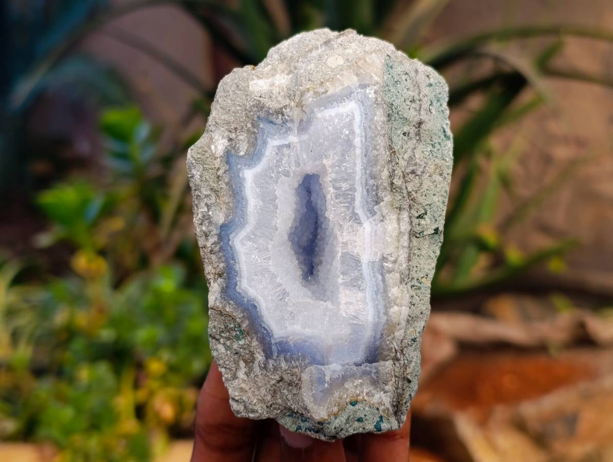 Natural Blue Lace Agate Geode Specimens x 5 From Nsanje, Malawi - Toprock Gemstones and Minerals 