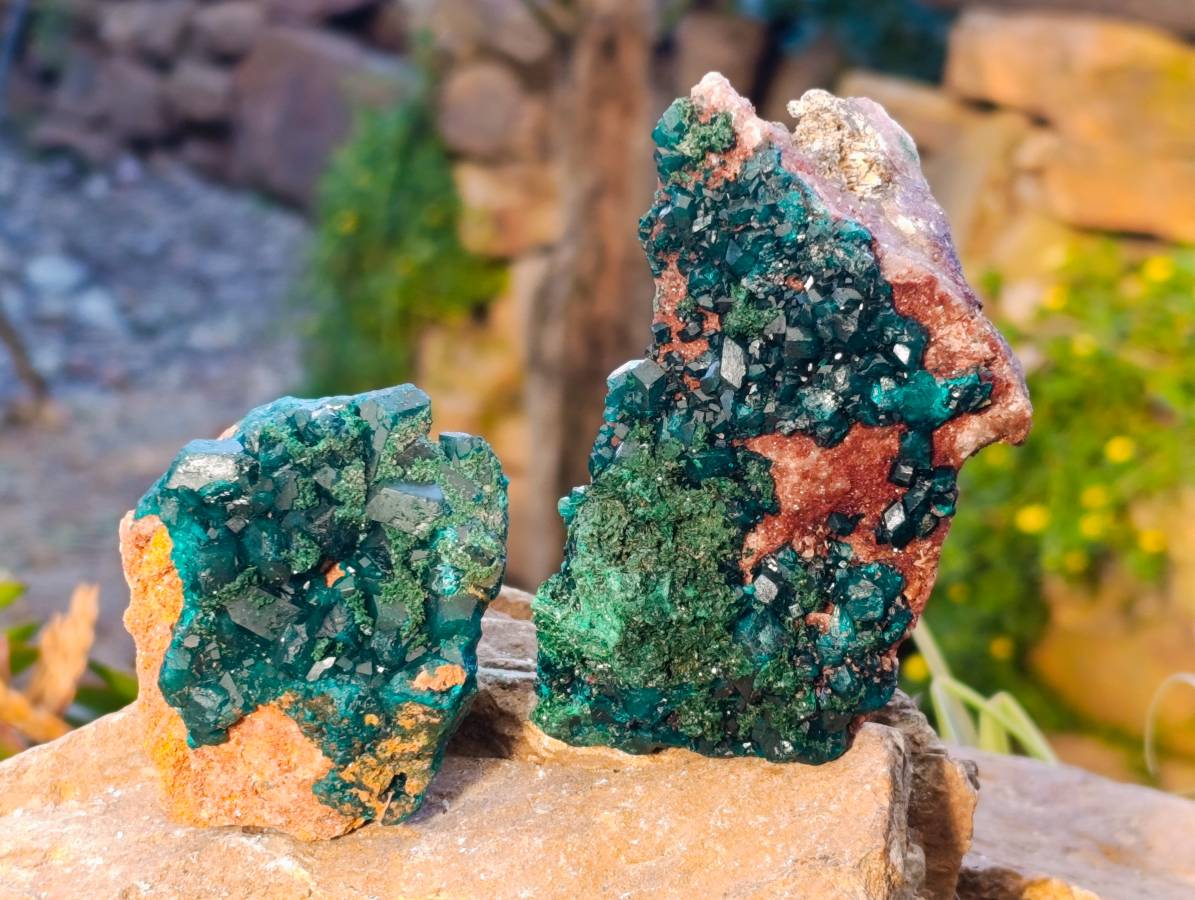 Natural Dioptase On Dolomite Specimens x 4 From Likasi, Congo - Toprock Gemstones and Minerals 