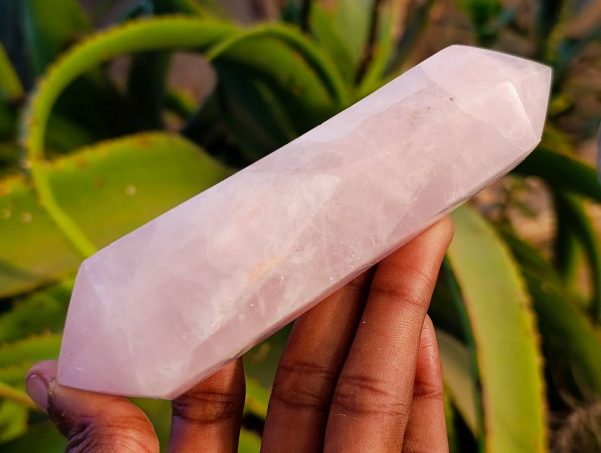Polished Double Terminated Rose Quartz Points x 6 From Madagascar - Toprock Gemstones and Minerals 
