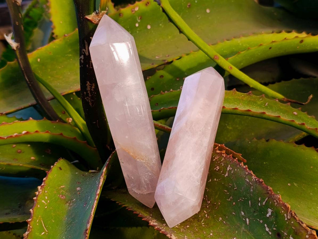 Polished Double Terminated Rose Quartz Points x 6 From Madagascar - Toprock Gemstones and Minerals 