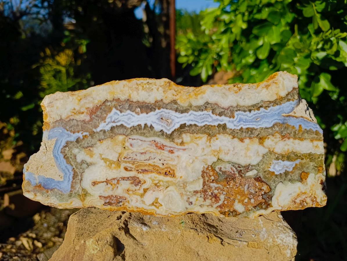 Polished On One Side Blue Lace Agate Slices x 2 From Namibia - Toprock Gemstones and Minerals 