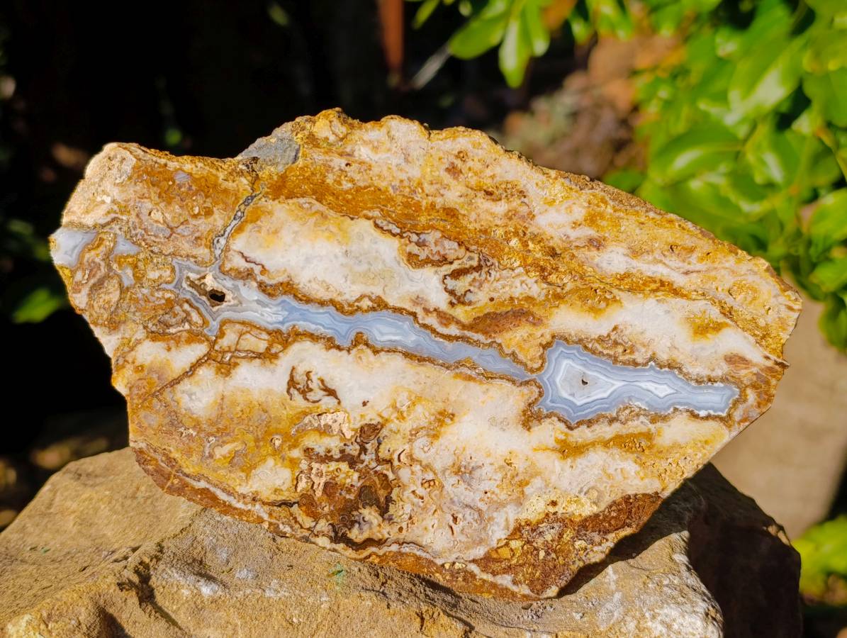 Polished On One Side Blue Lace Agate Slices x 2 From Namibia - Toprock Gemstones and Minerals 