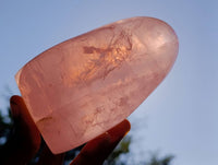 Polished Gemmy Rose Quartz Standing Free Forms x 2 Ambatondrazaka, Madagascar - Toprock Gemstones and Minerals 
