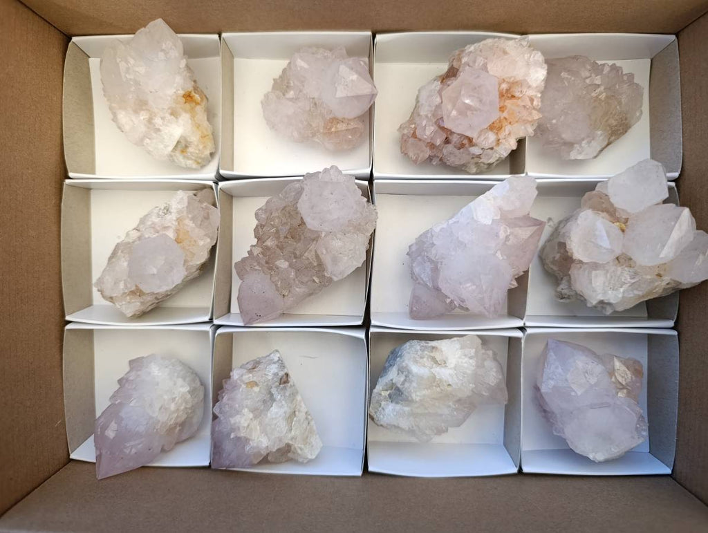 Natural White Spirit Quartz Clusters x 12 From Boekenhouthoek, South Africa - Toprock Gemstones and Minerals 