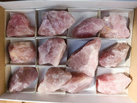 Natural Pink Rose Quartz Cobbed Specimens x 12 From North Cape, South Africa