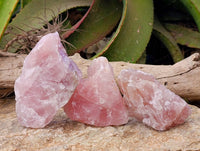Natural Pink Rose Quartz Cobbed Specimens x 12 From North Cape, South Africa