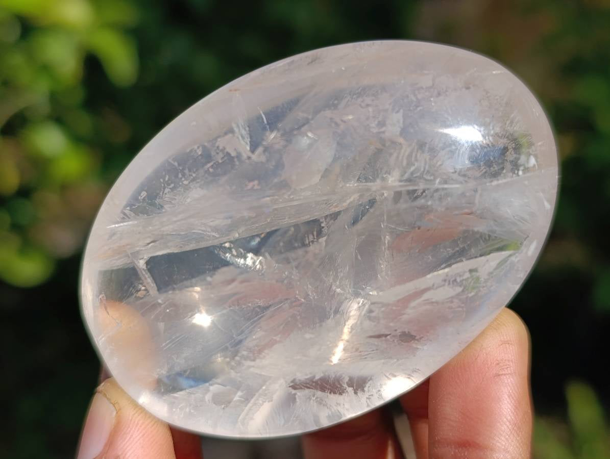 Polished Large Pearl Girasol Quartz Palm Stones x 12 From Ambatondrazaka, Madagascar - Toprock Gemstones and Minerals 