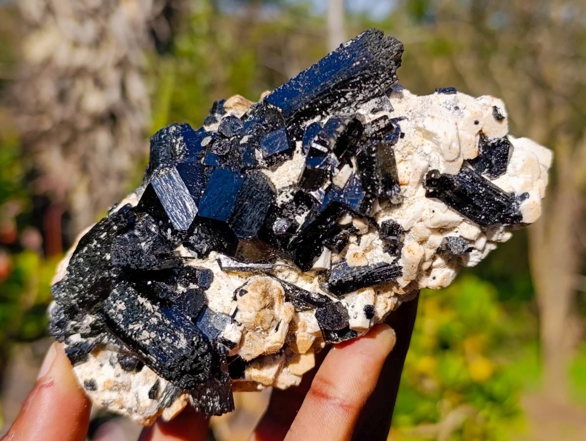 Natural Schorl Black Tourmaline, Smokey Quartz and Hyalite Opal Specimens x 3 From Erongo, Namibia - Toprock Gemstones and Minerals 