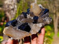 Natural Schorl Black Tourmaline, Smokey Quartz and Hyalite Opal Specimens x 3 From Erongo, Namibia