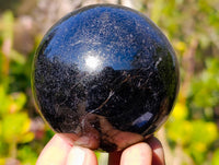 Polished Black Tourmaline Spheres x 3 From Madagascar