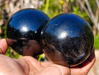 Polished Black Tourmaline Spheres x 3 From Madagascar