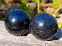 Polished Black Tourmaline Spheres x 3 From Madagascar