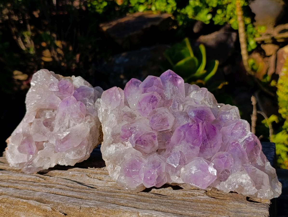 Natural Jacaranda Amethyst Quartz Clusters x 2 From Mumbwa, Zambia - Toprock Gemstones and Minerals 