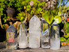 Polished Clear and Smokey Quartz Crystals with Rainbow Veils and Phantoms x 12 From Madagascar - Toprock Gemstones and Minerals 