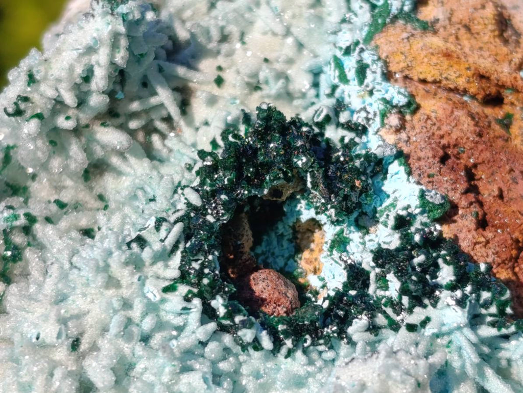 Natural Drusy Chrysocolla and Malachite Stalactite Coated on Dolomite Specimen x 1 From Lupoto Mine, Congo - Toprock Gemstones and Minerals 