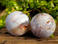 Polished Mixed Dendritic and Banded Agate Spheres x 2 From Madagascar - Toprock Gemstones and Minerals 