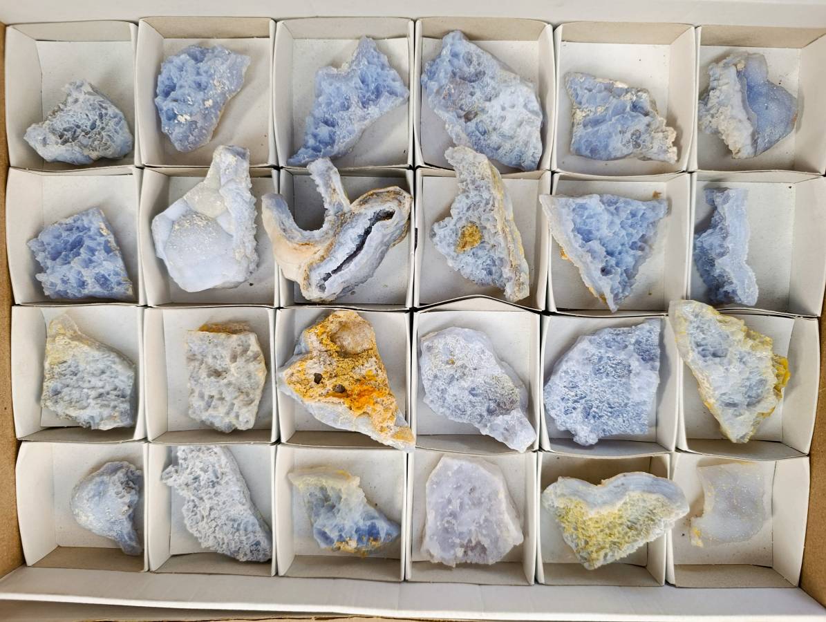 Natural Etched Blue Lace Agate Specimens x 24 From Namibia - Toprock Gemstones and Minerals 