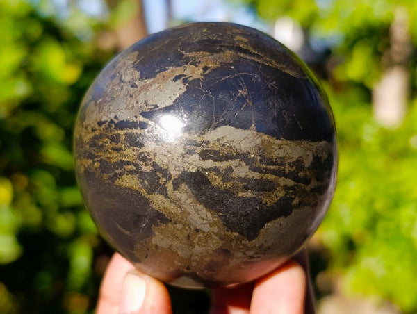 Polished Rare Pharaoh Stone Pyrite in Basalt Spheres x 2 Iron Duke Mine, Zimbabwe