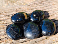 Polished Black Tourmaline Palm Stones x 12 From Madagascar - Toprock Gemstones and Minerals 