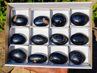 Polished Black Tourmaline Palm Stones x 12 From Madagascar - Toprock Gemstones and Minerals 