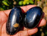 Polished Black Tourmaline Palm Stones x 12 From Madagascar - Toprock Gemstones and Minerals 