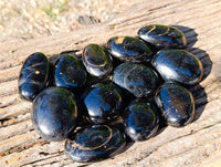 Polished Black Tourmaline Palm Stones x 12 From Madagascar - Toprock Gemstones and Minerals 