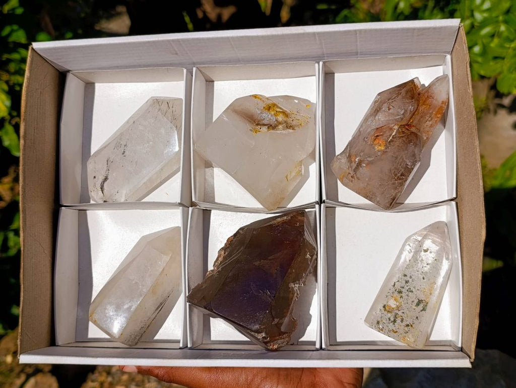 Polished Mix of Selected Quartz Crystals x 6 From Madagascar - Toprock Gemstones and Minerals 