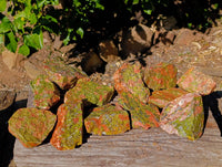 Natural Unakite Cobbed Specimens x 12 From South Africa