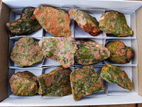 Natural Unakite Cobbed Specimens x 12 From South Africa