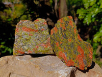 Natural Unakite Cobbed Specimens x 12 From South Africa