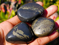 Polished Rare Pharaoh Stone Pyrite in Basalt Palm Stones x 12 Iron Duke Mine, Zimbabwe - Toprock Gemstones and Minerals 