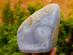 Polished Blue Lace Agate Standing Free Forms x 2 From Malawi - Toprock Gemstones and Minerals 