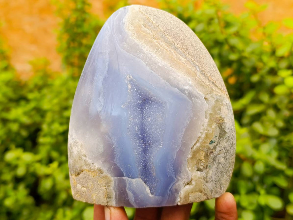 Polished Blue Lace Agate Standing Free Forms x 2 From Malawi - Toprock Gemstones and Minerals 