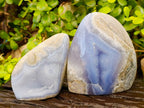 Polished Blue Lace Agate Standing Free Forms x 2 From Malawi - Toprock Gemstones and Minerals 
