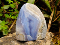 Polished Blue Lace Agate Standing Free Forms x 2 From Malawi - Toprock Gemstones and Minerals 