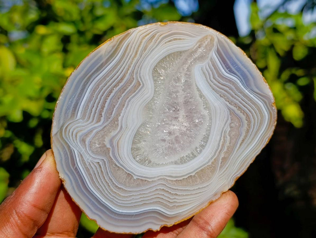 Polished Banded Agate Slices x 6 From Madagascar - Toprock Gemstones and Minerals 