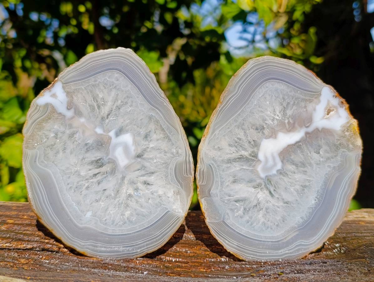 Polished Banded Agate Slices x 6 From Madagascar - Toprock Gemstones and Minerals 