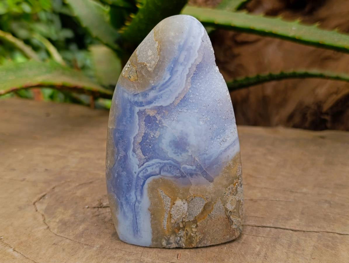 Polished Blue Lace Agate Standing Free Forms x 2 From Malawi - Toprock Gemstones and Minerals 