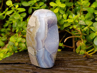 Polished Blue Lace Agate Standing Free Forms x 2 From Malawi - Toprock Gemstones and Minerals 