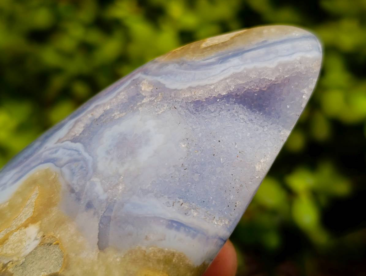 Polished Blue Lace Agate Standing Free Forms x 2 From Malawi - Toprock Gemstones and Minerals 
