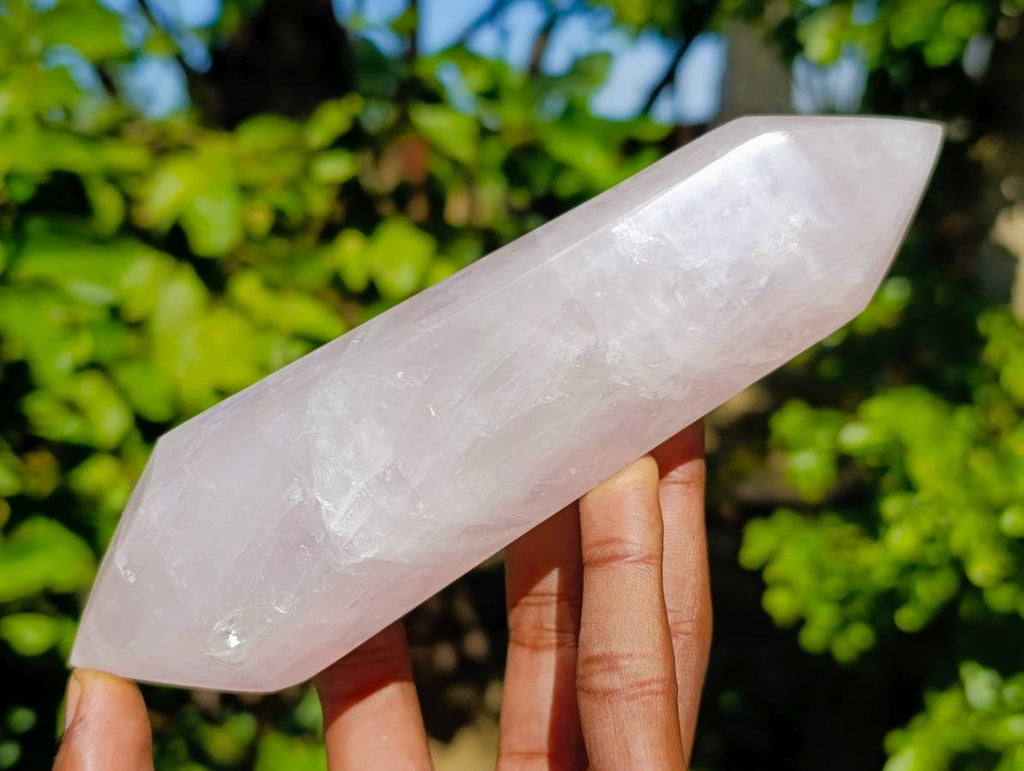 Polished Double Terminated Rose Quartz Points x 4 Madagascar - Toprock Gemstones and Minerals 