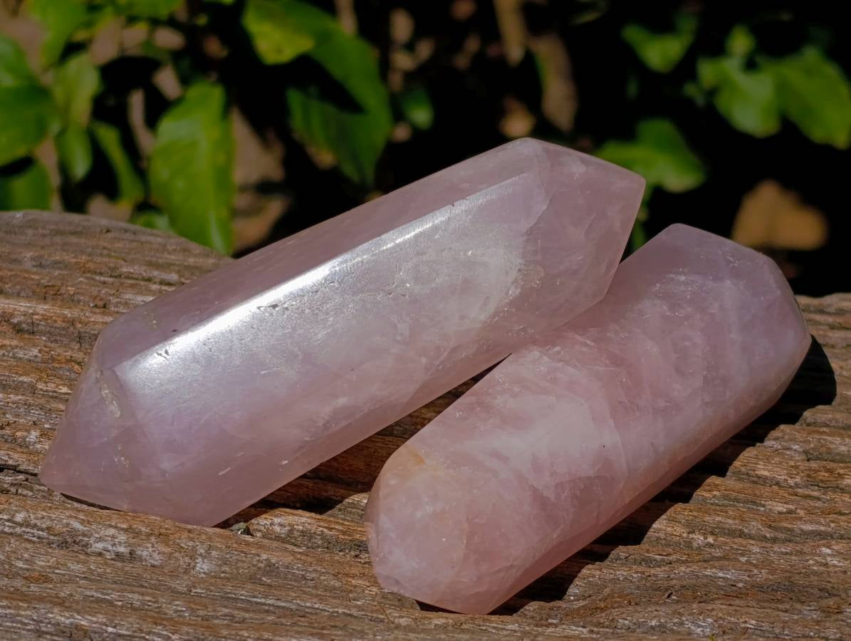 Polished Double Terminated Rose Quartz Points x 4 Madagascar - Toprock Gemstones and Minerals 