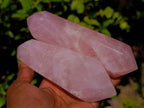 Polished Double Terminated Rose Quartz Points x 4 Madagascar - Toprock Gemstones and Minerals 